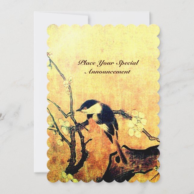 Invitation MONOGRAMME D'OISEAU PRINTEMPS, champagne brun jaun (Devant)