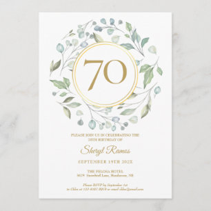 Invitation Monogramme d'or Laurel Garland 70e anniversaire