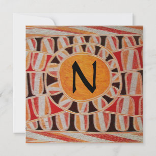 Invitation MONOGRAMME D'OR SOLAIRE, orange vif
