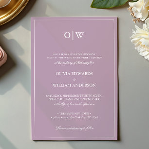 Invitation Monogramme Élégant Minimaliste de Mariage