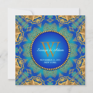 Invitation Monogramme en dentelle dorée orientale