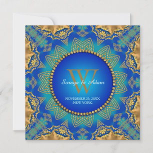 Invitation Monogramme en dentelle dorée orientale