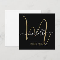 monogramme en or noir élégant nom commercial initi