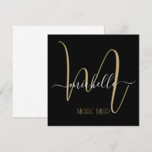 monogramme en or noir élégant nom commercial initi