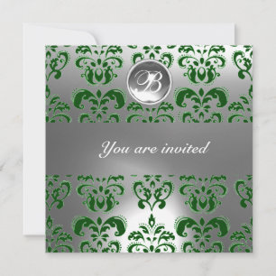 INVITATION MONOGRAMME EN PIERRE DE GEM VERT ET BLANC