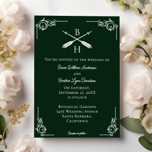 Invitation Monogramme et Mariage des flèches Emerald Green