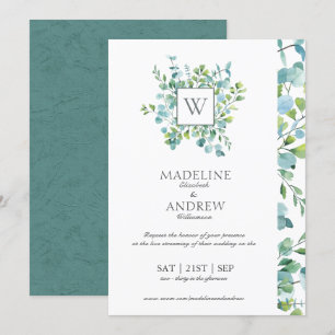 Invitation Monogramme Eucalyptus virtuel