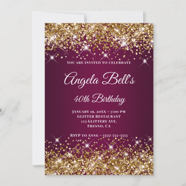 Invitation Monogramme fantaisie de vin Ombre Parties scintill (Devant)
