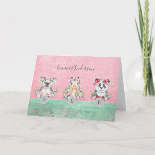 Invitation Monogramme Faune Filles Boho Jungle Animaux Jolies