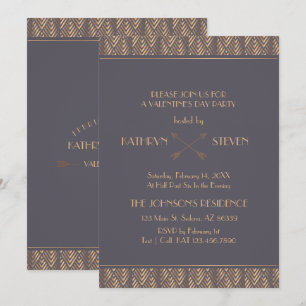 Invitation Monogramme. Fête de la Saint-Valentin Art Déco.