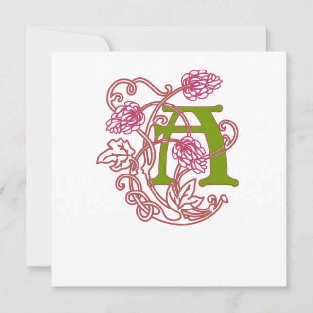 Invitation Monogramme floral Art Nouveau A (Devant)