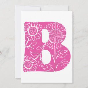 Invitation monogramme floral B lettre majuscule