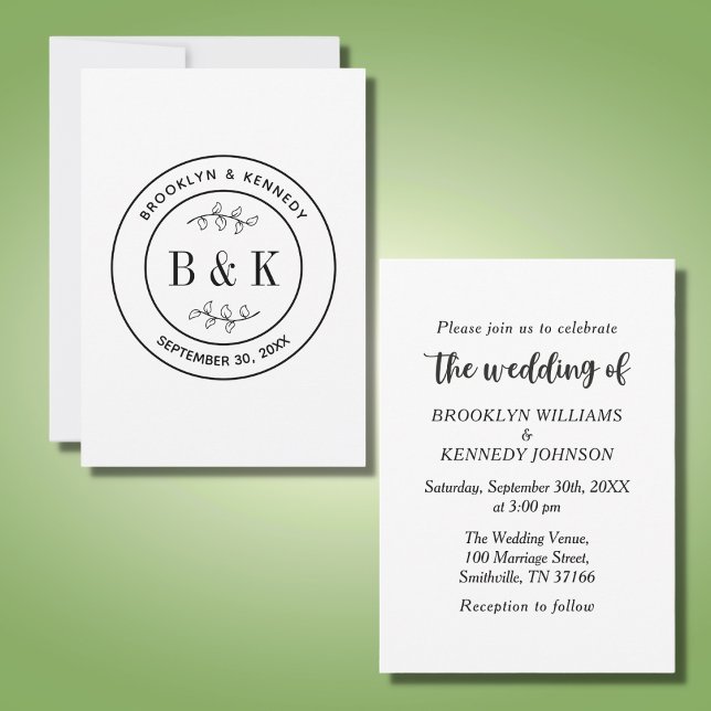 Invitation Monogramme floral botanique Mariage Nom du couple (Créateur téléchargé)