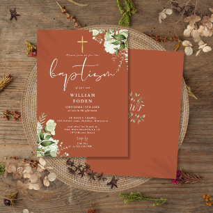 Invitation Monogramme floral de verdure en terre cuite pour b