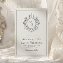 Monogramme Floral Élégant Mariage Simple Vintage