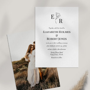 Invitation Monogramme Floral Élégant Photo de Mariage Personn