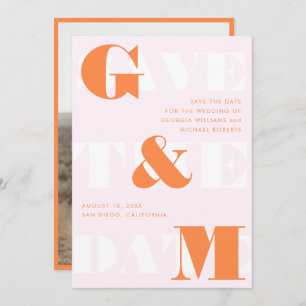 Invitation Monogramme géant Ampersand Peach orange rose Maria