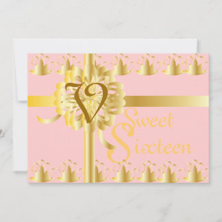 Invitation Monogramme Golden Tiaras Cadeau Sweet sixteen-Pous