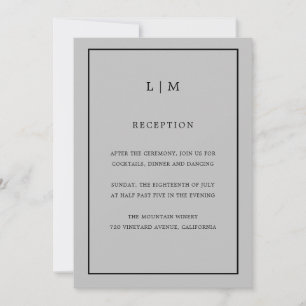Invitation Monogramme gris minimal Mariage simple et élégant