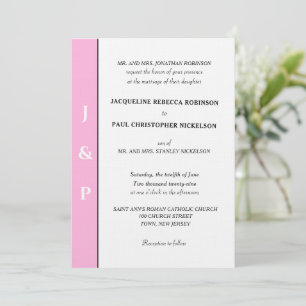 Invitation Monogramme gris rose pâle minimaliste