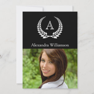 Invitation Monogramme Laurel Noir/Blanc