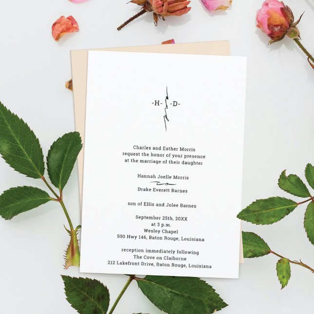 Invitation Monogramme Lettre main Chic Mariage croisé (Créateur téléchargé)