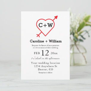 Invitation Monogramme Mariage Coeur Et Flèche