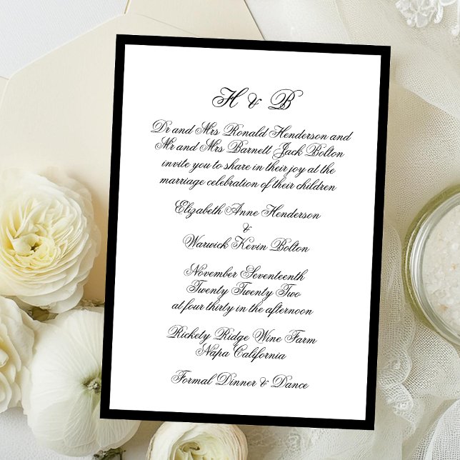 Invitation Monogramme Mariage Forme Noir & Blanc (Créateur téléchargé)