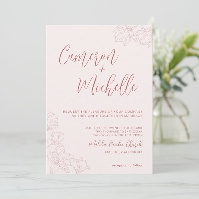 Invitation Monogramme Mariage Logo Palm Tree (Debout devant)