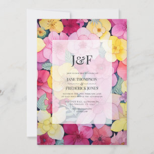Invitation Monogramme Mariage rose et citron