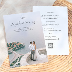 Invitation Monogramme mariage   Tout en un code QR photo