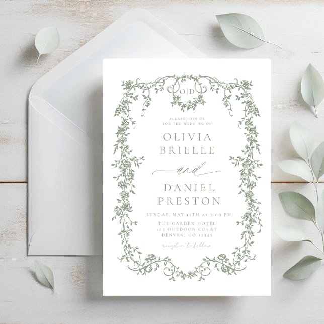 Invitation Monogramme Mariage victorien français (Créateur téléchargé)
