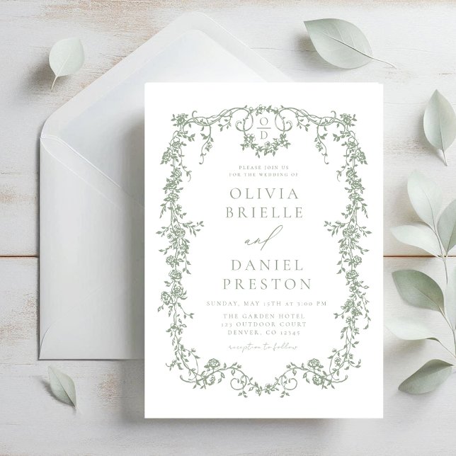 Invitation Monogramme Mariage victorien français (Créateur téléchargé)