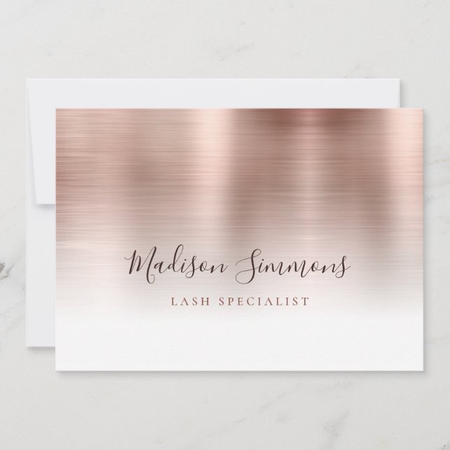 Invitation Monogramme métal brossé rose or élégant Script Bu (Devant)