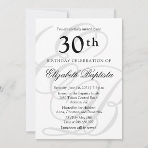 Invitation Monogramme Minimaliste 30ème anniversaire