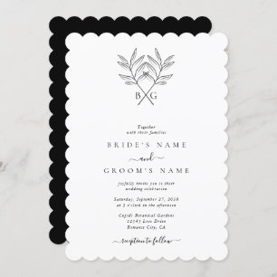 Invitation Monogramme minimaliste botanique rustique Mariage