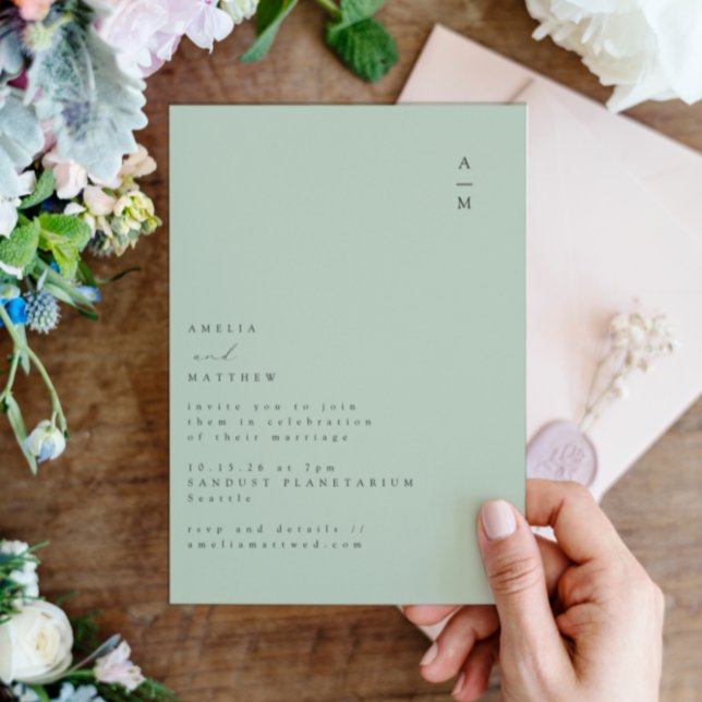 Invitation Monogramme minimaliste Mariage à la mode chic Pist (Créateur téléchargé)