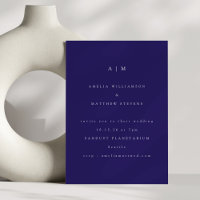 Monogramme Minimaliste Mariage Tendance Bleu Moder