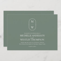 Invitation Monogramme minimaliste Mariage vert