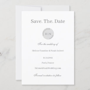 Invitation Monogramme minimaliste moderne Gris Blanc Enregist