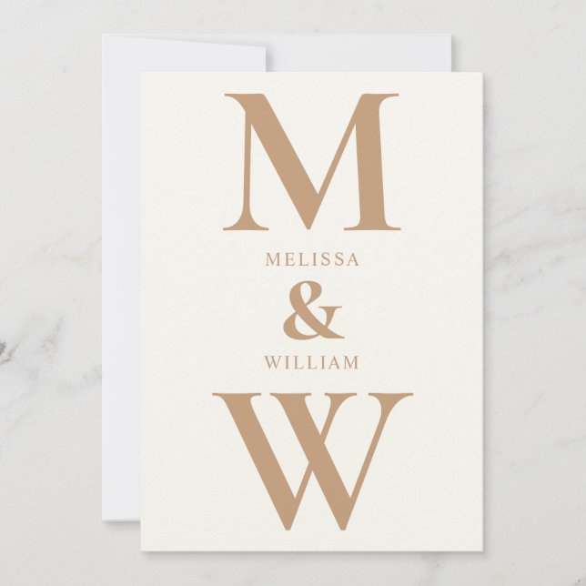 Invitation Monogramme minimaliste moderne Mariage ivoire (Devant)