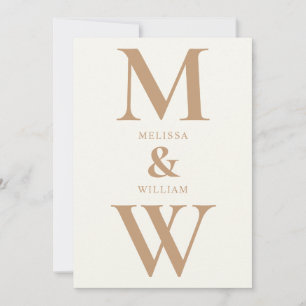 Invitation Monogramme minimaliste moderne Mariage ivoire