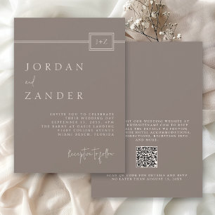 Invitation Monogramme minimaliste moderne Mariage QR Code