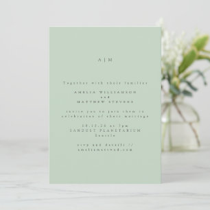 Invitation Monogramme minimaliste Pastel Mint Pistachio Maria
