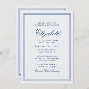 Invitation Monogramme moderne Bat mitzvah sur cadre simple