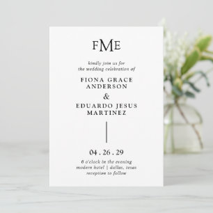 Invitation Monogramme moderne minimaliste contemporain en gra