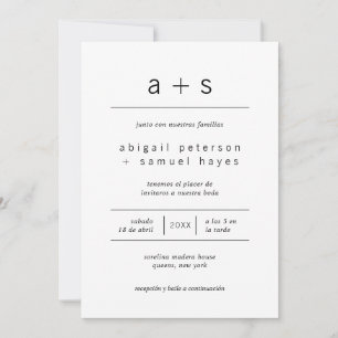 Invitation Monogramme moderne photo minimaliste Mariage espag
