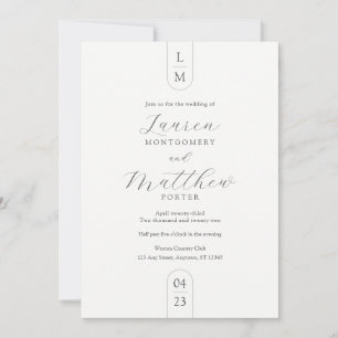 Invitation Monogramme moderne Simple Mariage noir et blanc
