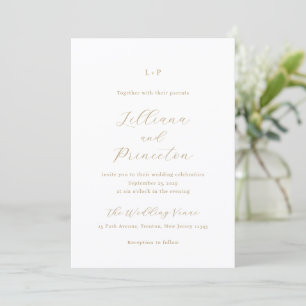Invitation Monogramme Neutre Classique Élégant Mariage