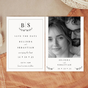 Invitation Monogramme noir blanc minimaliste Enregistrer la c